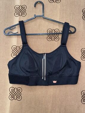 SHEFIT Black Front-Zip High-Impact Support Sports Bra